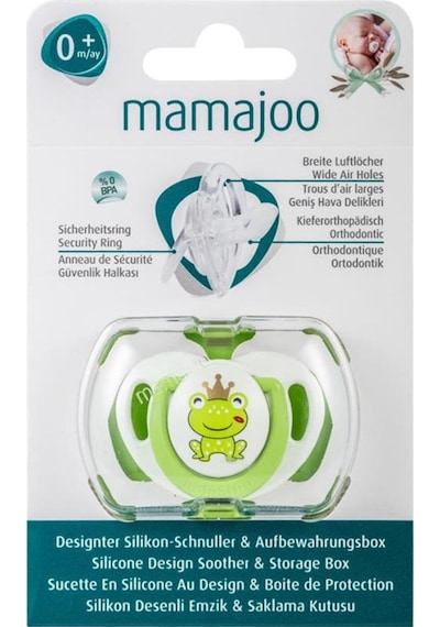 Mamajoo Tekli Desenli Emzik & Renkli Saklama Kutusu 0 Ay+ Kurbağa Prens Pembe