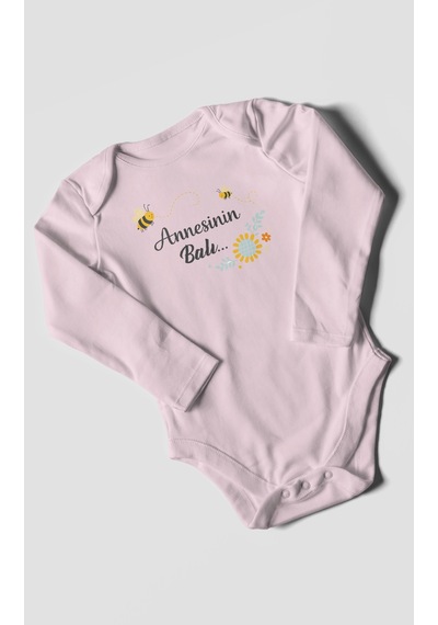 Morivokids Annesinin Balı Uzun Kollu Bebek Body %100 Pamuk Bebe Pembe