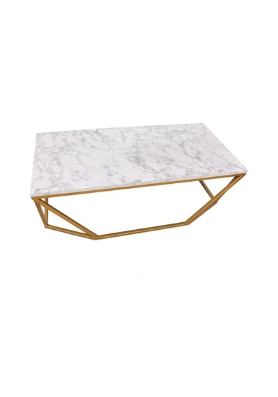 Lavina Gold Metal Mermer Desenli Orta Sehpa