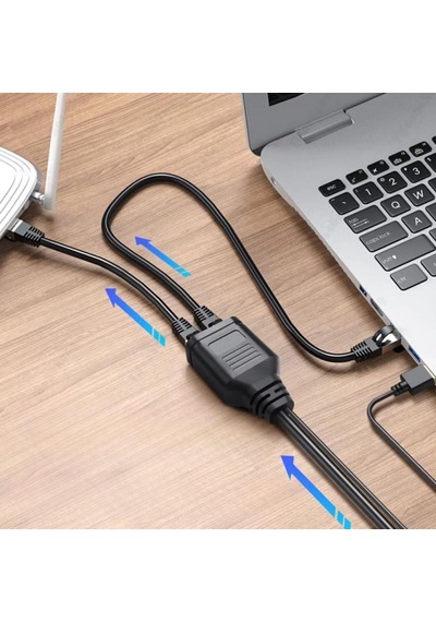 4709 Gigabit Destekli 1x2 Port Rj45 Usb Güç Ethernet Switch Splitter Çevirici Çoklayıcı