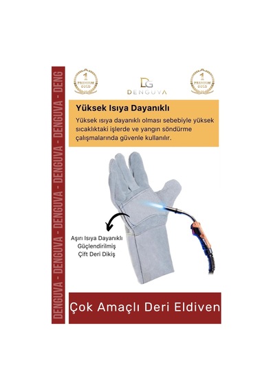 Yanmazeldiven Isıya Dayanıklı Yanmaz Su Geçirmez Ergonomik Standart Sanayi İş Çok Amaçlı Deri Eldiv