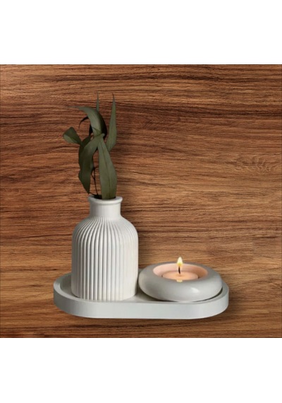 Dekoratif Vazo, Tealight Mumluk, Tepsi Set