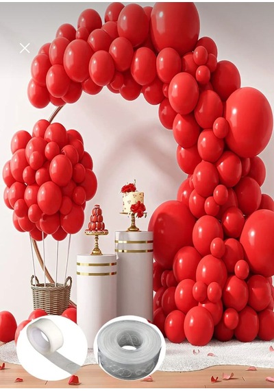 Mat Kırmızı 40 Adet 12 İnç Pastel Balon Zinciri Süslemedış Mekan Uyumlu Dekarosyon Doğum Günü Kırmızı Kırmızı