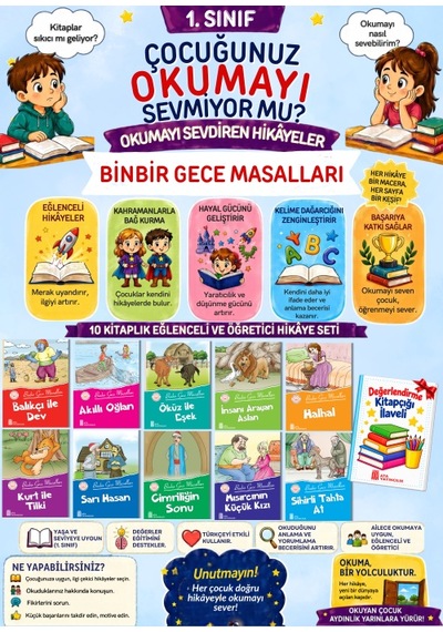 1.sınıflar İçin En Çok Okutan Tam 10'lu Hikaye Seti