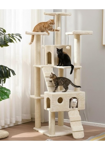 Pet Residence Kedi Tırmalama Evi Beyaz 170 X 60 X 50 Cm