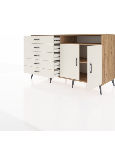 Kronos Konsol 2 Raflı 5 Çekmeceli 2 Kapaklı 176x59x99 Çam-aytaşı Çam-aytaşı