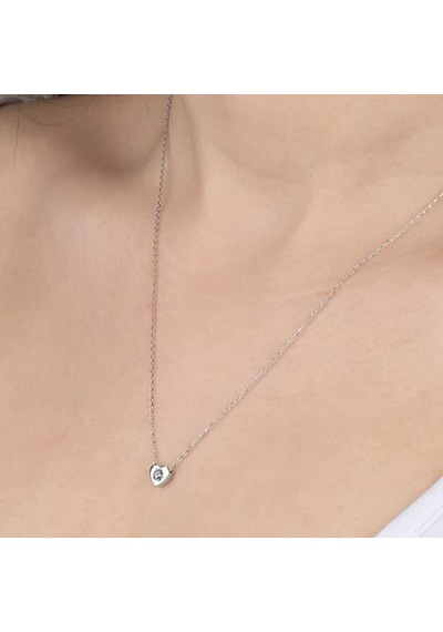 Swarovski Taşlı Gümüş Kalp Kadın Kolye (522318234)