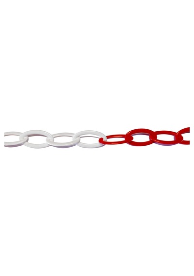 Plastik Zincir 6mm Kırmızı-beyaz 25 M-3397
