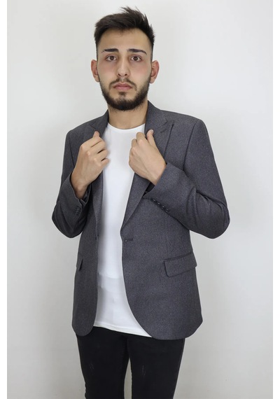 Dmctekstil Duayen Erkek Camel İtalyan Kesim Dar Kalıp Tek Düğme Yazlık Blazer Ceket Füme