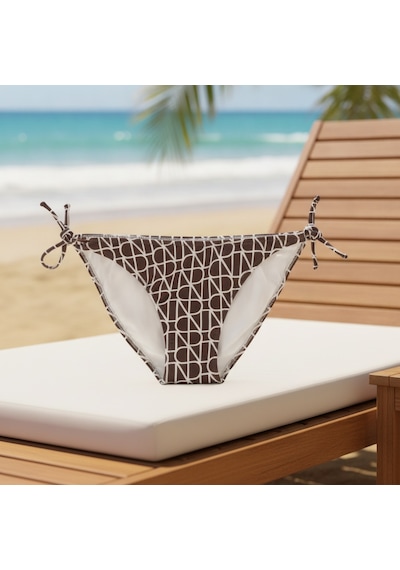 Bonbon Kadın Plaj Giyim Kahverengi Desenli İpli Bikini Alt Bb2582 Çok Renkli