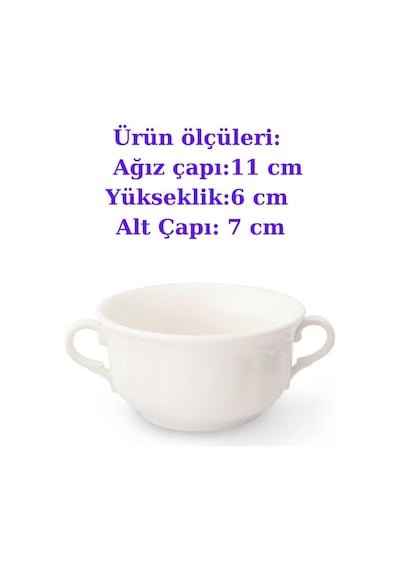 Çorba Kasesi Çift Kulplu Çorbalık Porselen Çorba Kabı 11 Cm 2 Adet Güral Porselen