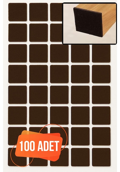 Yapışkanlı Kare Keçe 20 Mm Kahverengi 100'lü Baza, Koltuk, Kanepe Ve Masa Ayağı Koruyucu Gümüş