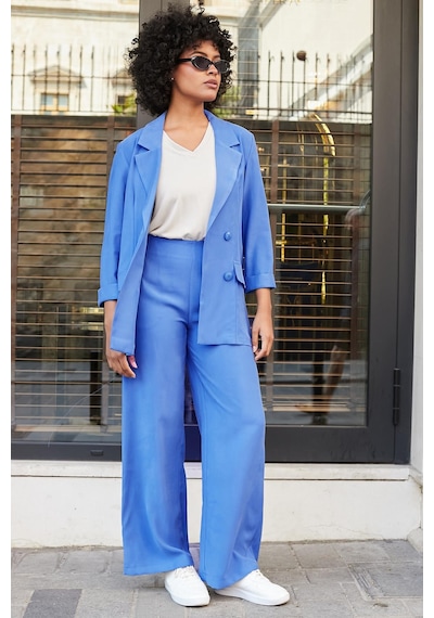 Kadın İpeksi Dokulu Modal Kumaş Yakalı Cep Kapaklı Oversize Salaş Blazer Ceket-indigo Indigo Kadın İpeksi Dokulu Modal Kumaş Yakalı Cep Kapaklı Oversize Salaş Blazer Ceket-indigo Indigo