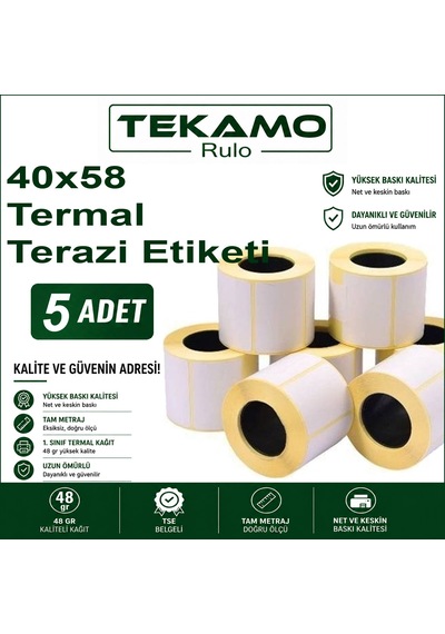 40x58 Termal Barkod Etiket Terazi Etiketi 500'lü 5 Adet Diğer