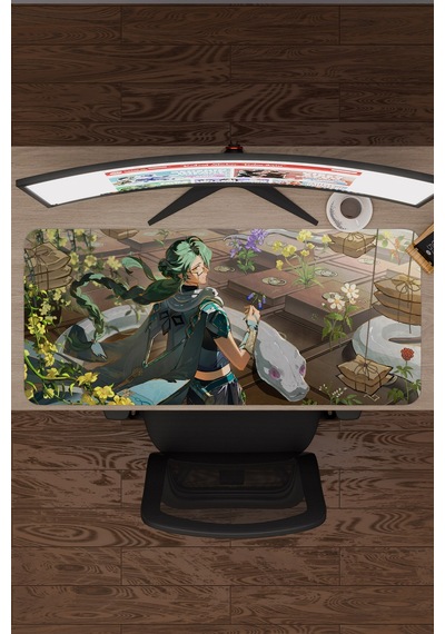 Baizhu Genshin Impact Anime Gacha V4 - 90x40 Xxl Gaming Mouse Pad Fare Altlığı