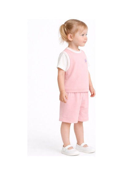 Harika Kids Kız Çocuk Şortlu Takım Yazlık Pamuklu Tişört Şort 2 Li Set Pembe