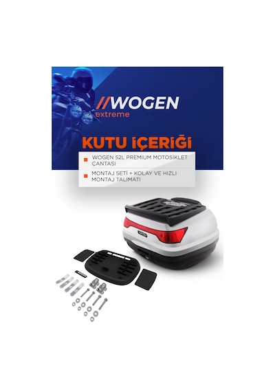 Wogen Wg52 Premium Arka Çanta 52 Litre Beyaz + Karbon Dizlik He Siyah