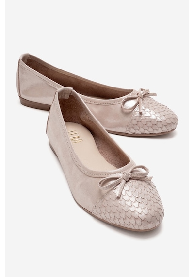 Luvishoes Hakiki Deri Kadın Babet 02 Pudra Simli Pudra