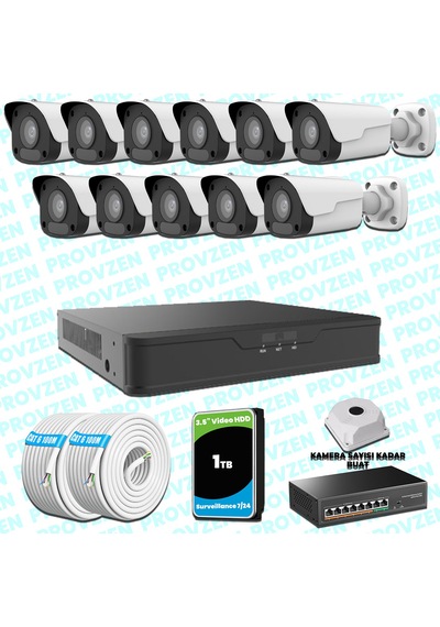 Provzen Unv 11 Kameralı Ip Full Hd Güvenlik Kamerası Seti