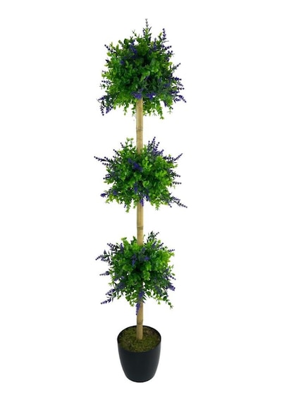 Yapay Ağaç Lavantalı Şimşir Top Siyah Saksılı 115 30cm