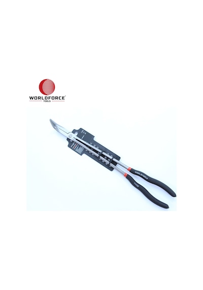 Worldforce 11436 16 İnç S2 Çelik Profesyonel Uzun Kargaburnu Kavisli Uç Pense 390 MM