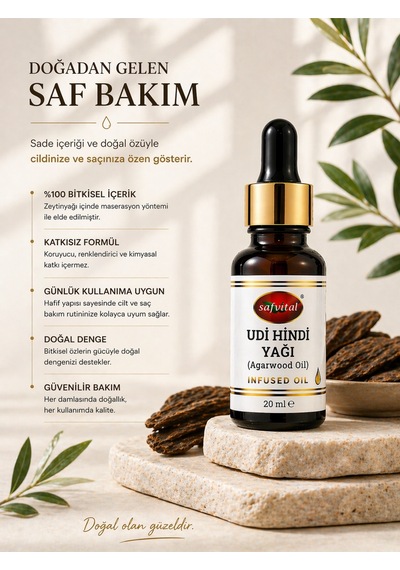 Udi Hindi Yağı 20 Ml Maserasyon Bitkisel Bakım Yağı Cilt Ve Saç İçin Doğal Özel Formül