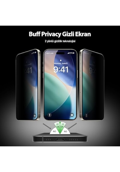 5d Privacy Easyfit 2 Adet Kolay Uygulama Aparatlı Ekran Koruyucu Temperli Hayalet Ekran Cam Apple iPhone Uyumlu 17 / Apple iPhone Uyumlu 17 Pro