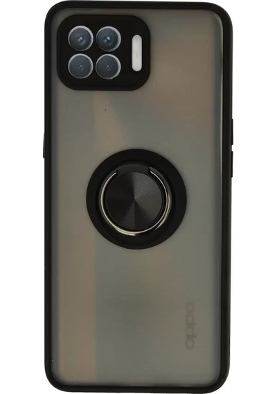 Newface Oppo Reno 4 Lite Kılıf Montreal Yüzüklü Silikon Kapak - Siyah