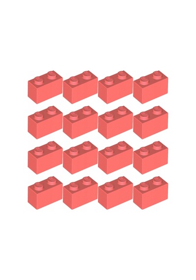 50 Adet 1x2 Mercan Rengi Tuğla Duvar Parçası - 50 Piece 1x2 Coral Brick Parts