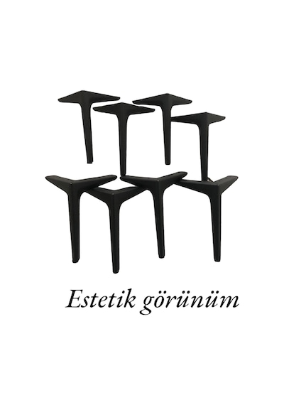 Yaren Home Dizayn Metal Koltuk, Kanepe, Dolap, Berjer, Tv Ünitesi Ayağı 20cm Siyah Renk