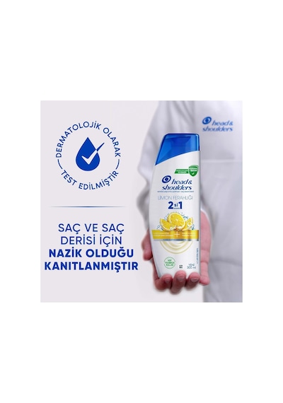 Head & Shoulders Limon Ferahlığı 2'si 1 Arada Yağlı Saçlar İçin Kepeğe Karşı Etkili Şampuan 300ml