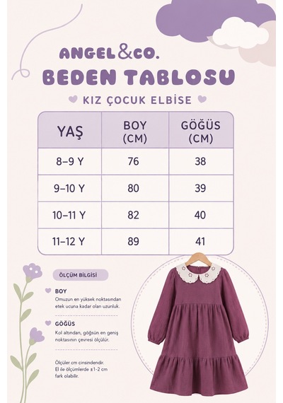 Angel&co. Girls Clothing Brode Yaka Müslin Midi Elbise-mürdüm Mor Mor