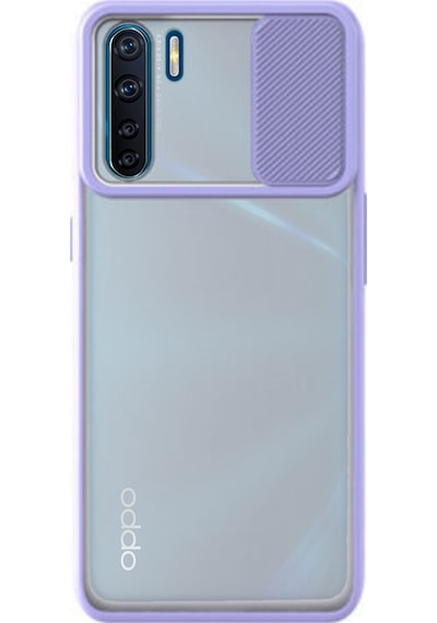 Oppo A91 ile Uyumlu Kapak Lensi Açılır Kapanır Kamera Korumalı Silikon Kılıf