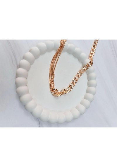Vıp Serisi Çelik Tasarım Rose Kolye 50 Cm Çok Renkli
