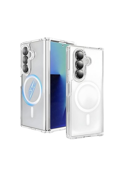 Samsung Galaxy Z Fold 7 İle Uyumlu Kamera Korumalı Magsafe Wireless Şarj Özellikli Airbag Tasarımlı Şeffaf Silikon Diğer