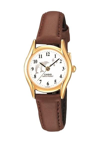 Casio Ltp-1094q-7b9rdf Quartz Deri Kordon Kahve Beyaz Kadran 23 Mm Kadın Kol Saati Altın