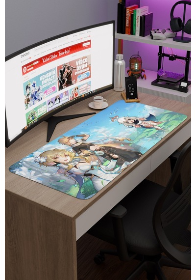Aether Lumine Genshin Impact Anime Gacha V5 - 90x40 Xxl Gaming Mouse Pad Fare Altlığı