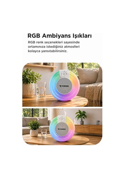 Özel Üretim Arkadaş Oda Masa Bluetooth Hoparlör Rgb Işıklı Kablosuz Speaker D65 Beyaz
