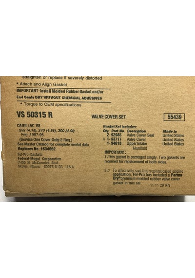Cadillac V8 Fel-pro Permadry Külbütör Sübap Kapak Conta Seti - Vs50315r