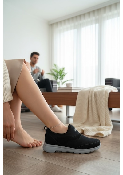 Enoch Erkek Bağcıksız Pratik Yürüyüş Ayakkabısı - Fileli Rahat Kalıp Slip-on Siyah - Füme Enoch Erkek Bağcıksız Pratik Yürüyüş Ayakkabısı - Fileli Rahat Kalıp Slip-on Siyah - Füme