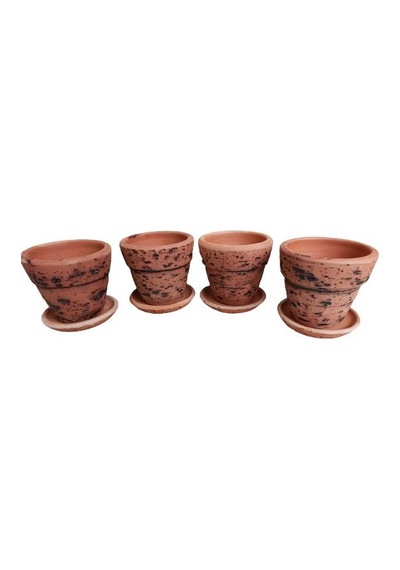 4 Adet Antik Görünümlü Toprak Saksı 12 12 Cm 85509433