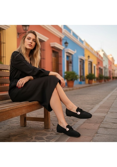 Aska Shoes Shoes Günlük Tokalı Babet 2025aska002 Siyah