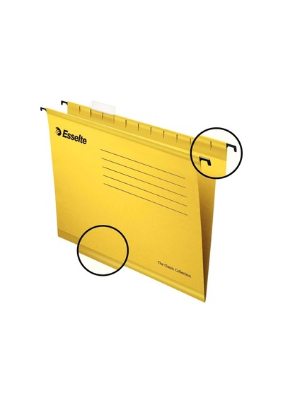 Klasik Askılı Dosya, A4, Sarı, 25'li Paket, Sekmeler Dahil, 90314