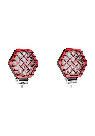 2 Adet 48w Altıgen Kafesli Kırımızı Kasa 16 Led Off Road Tekne