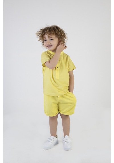 Harika Kids Erkek Çocuk Gömlek-gardin Şort Alt Üst Takım 001