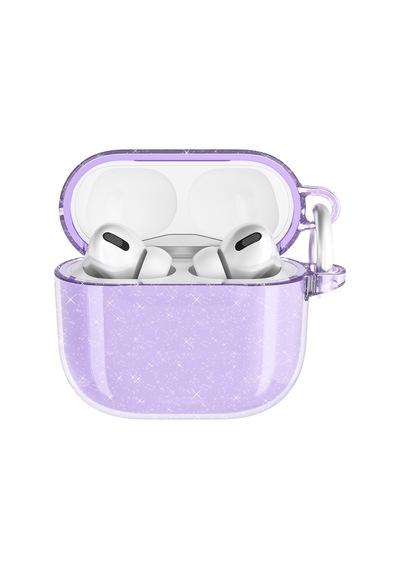 Airpods 4 2024 A3053-a3050-a3054-a3056-a3055-a3057 Uyumlu Kılıf Parlayan Simli Saydam Renkli Kılıf Airbag 32 - Mor - T34797