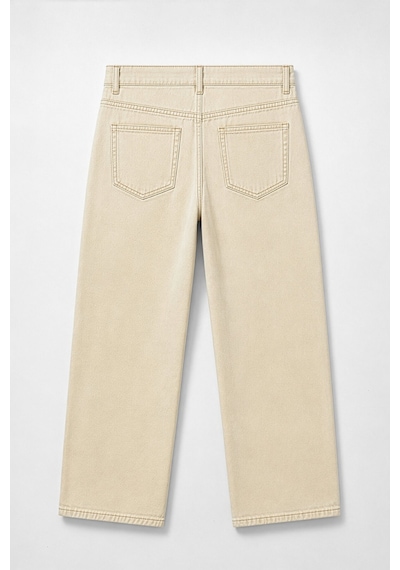 Bluew White Kadın Ekru Pamuk Straight Fit Jean Pantolon