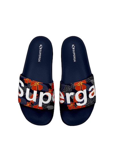 Superga 1908 Slides Hibiscus Print Polysoft Unisex Siyah-turuncu Terlik Siyah-turuncu-332