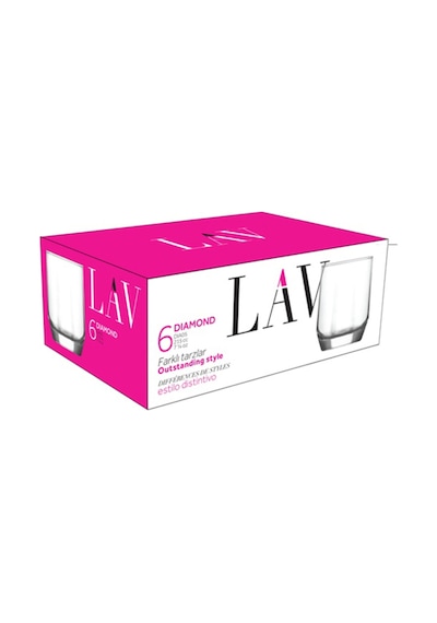 Lav Diamond Cam Su Bardağı 6'lı 215 ml (Tatlı Servisi )