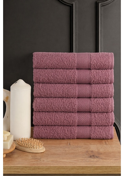 Güvenal Blanc 6'lı 50x90cm El Yüz & Saç Havlusu Seti Havlu El Havlusu Banyo Havlusu I Çeyiz Havlusu - Mürdüm